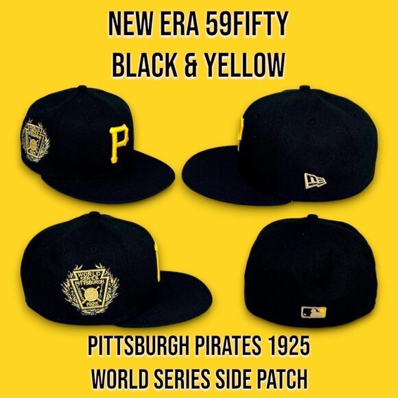 New Era Pittsburgh Pirates 59FIFTY Fitted Hat 1925 WS Patch Black & Yellow 7 3/8